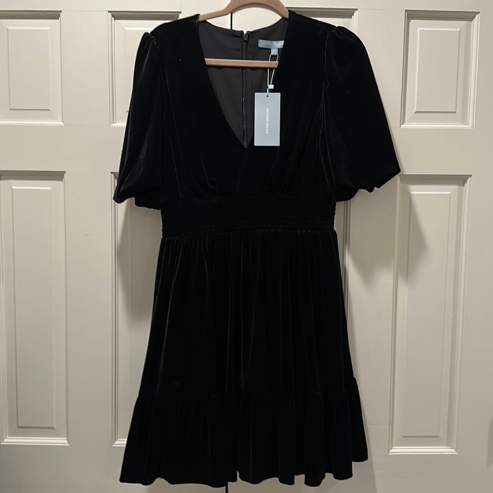 Antonio Melani black velvet mini dress. size 10